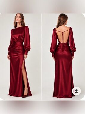 NICHOLAS Samina Ruched Satin Gown Plum sz 8